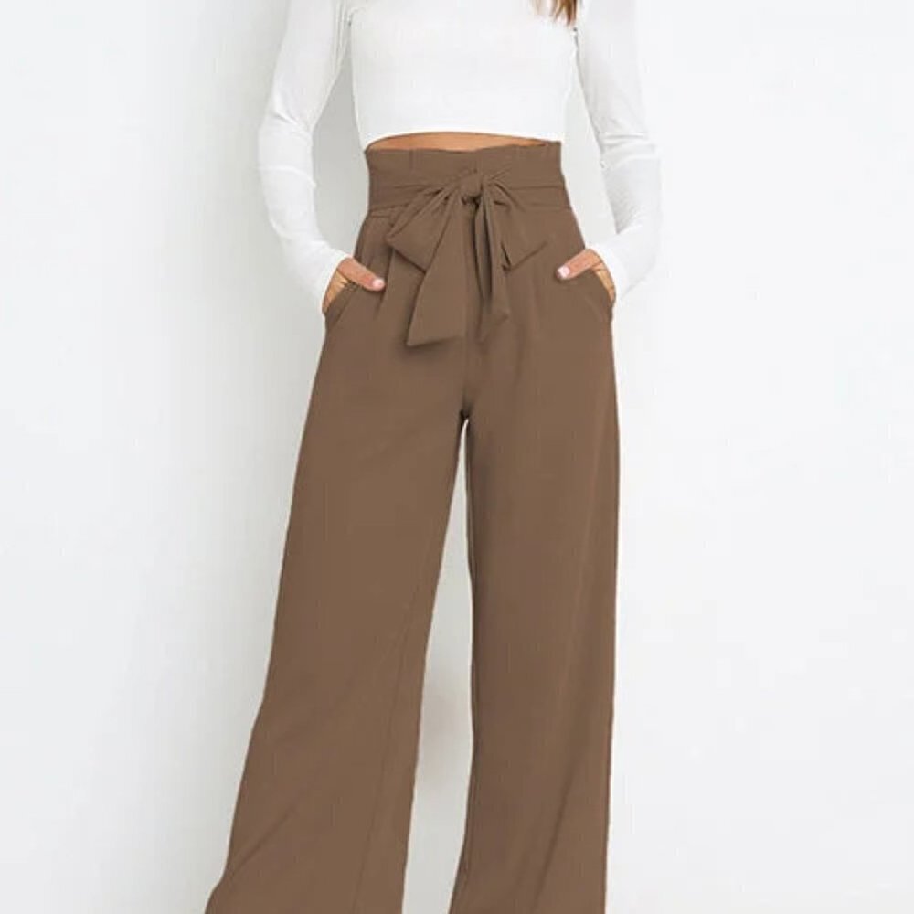 Monk & Lou wide leg pants w tie front elasticized back waistband Sz Xs